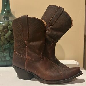Tony Lama Brown Leather Cowboy Boots - Size 9